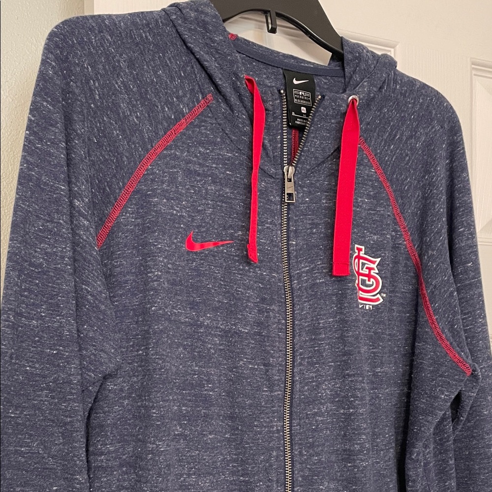 Nike Heathered Navy and Red Lightweight Zippered Hoodie with 2 side pockets